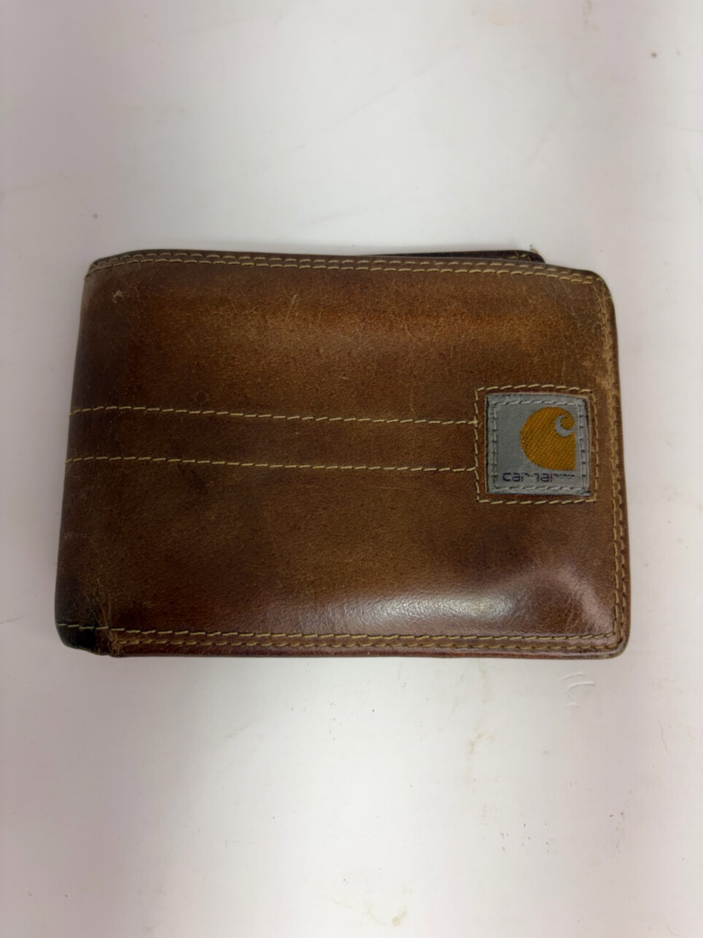 Carhartt Men's Leather Bifold Wallet Brown Distressed